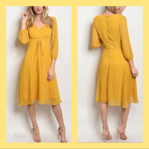 5 ⭐️ Sunny Side Up - Long Sleeve Polka Dot Dress - Picture 4 of 8